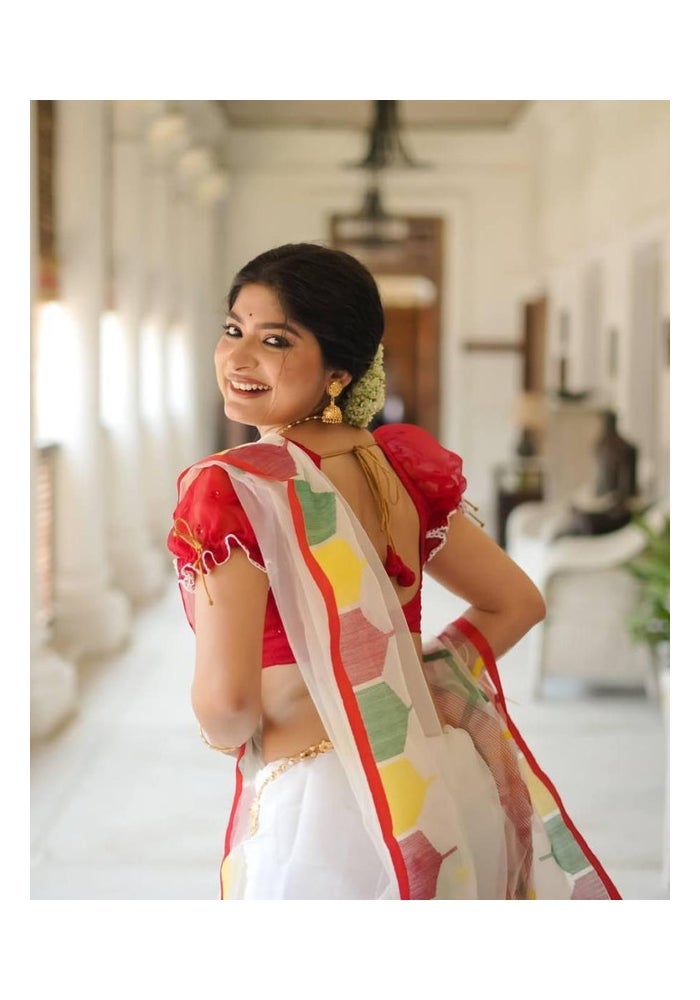 Malishka Export Linen Cotton Digital Print Saree for Women - Image 2